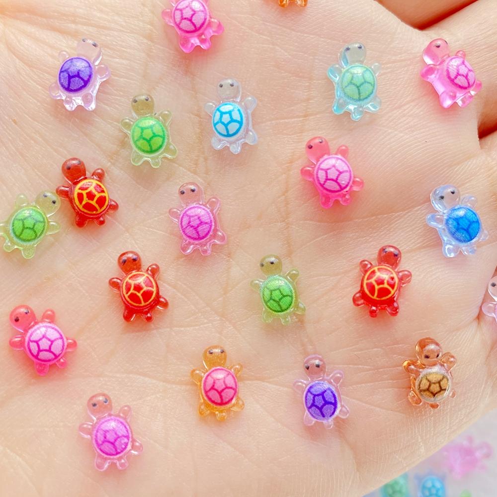 100 Stück Süße Harz Cartoon Kleine Schildkröte Nagelkunst Harz Designer Anhänger DIY Basteln für Nägel 3D Dekorationen Schmuck