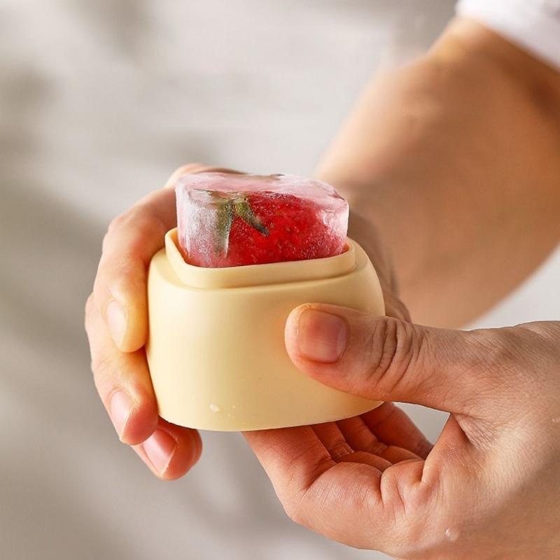 5 Stück Silikon Quadrat Einzelwürfel Eisform Küche Eiswürfelbox Leichtes Entformen Eiswürfelbereiter Werkzeug für Cocktail Getränkezubehör