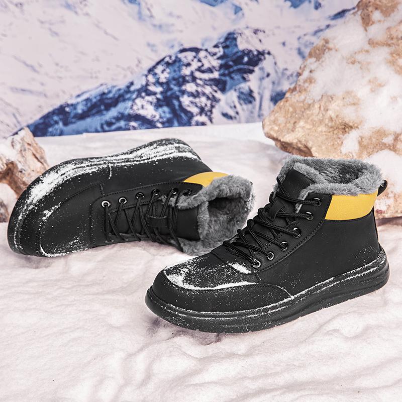 Winter Bestseller Herren Plüsch Baumwollschuhe Dicke Sohle High Top Business Stiefel Hochwertige Schnürschuhe Herren Arbeitskleidung Schuhe