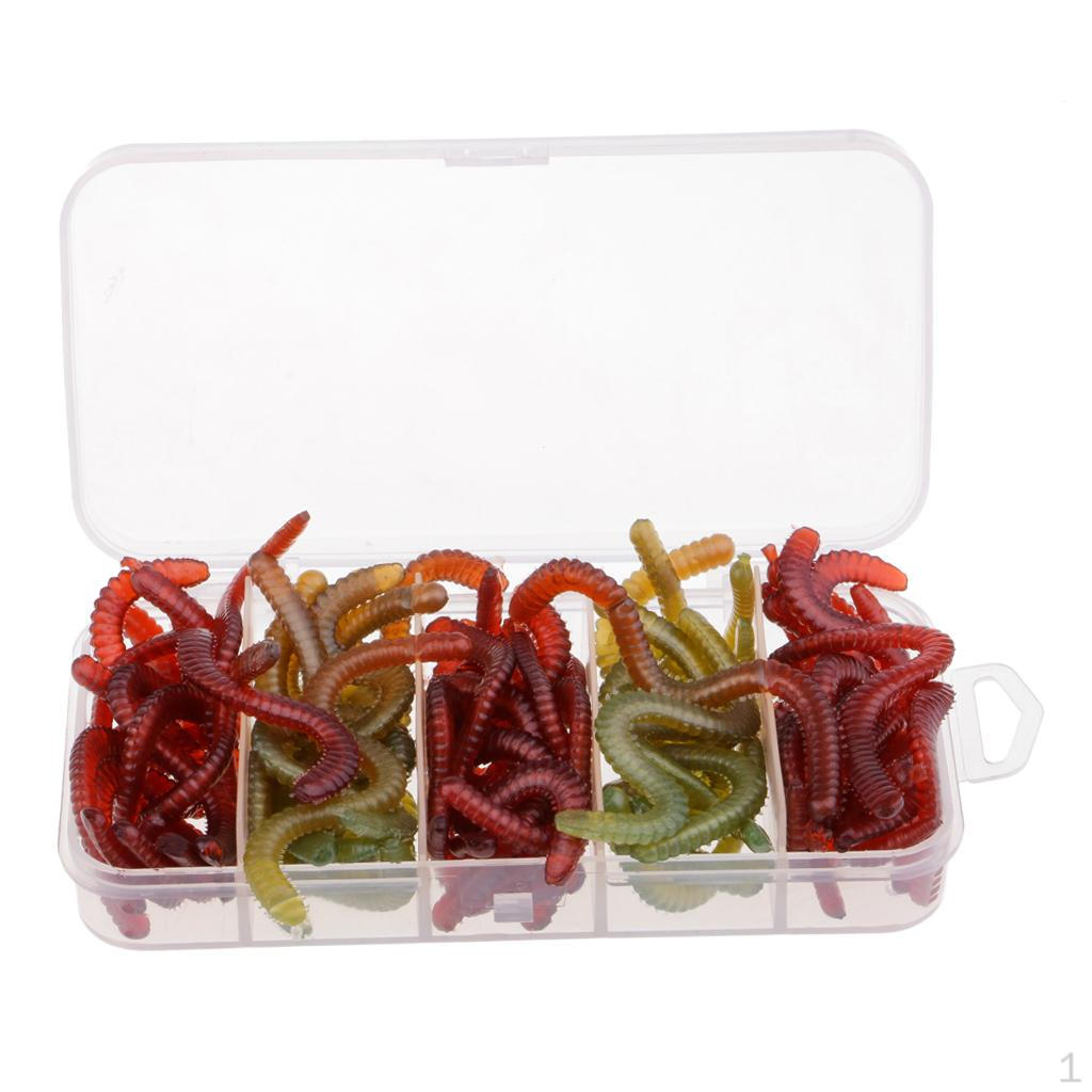 50pcs Soft Fishing Worm Artificial Baits Crankbaits with Fishy smell attraction