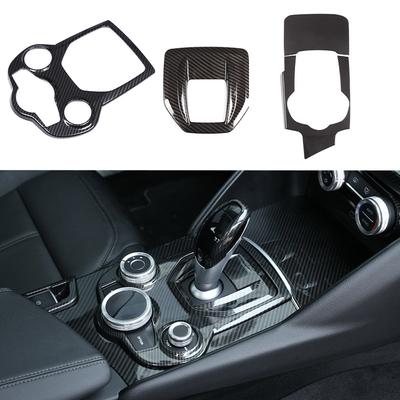 ABS Carbon Fiber For Alfa Romeo Giulia Stelvio 2017-2019 Car Center Control Gear Panel Cover Decorative Sticker Car Accessories