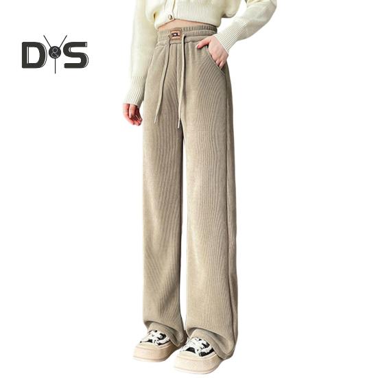 

Женские вельветовые брюки, эластичные, с высокой талией, прямые, широкие, длинные брюки, однотонные, с утолщенной флисовой подкладкой L абрикосовый