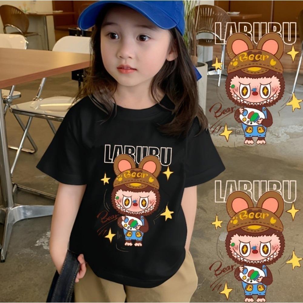 Labubu Printed Children's T-shirt Soft and Loose Cartoon Printed Girls' Top Comfortable, Fashionable and Versatile Clothing