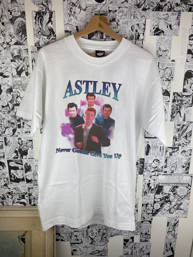 Rick Astley unisex classic white short sleeve t-shirt QT7557 XXL