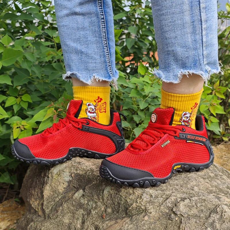 Mens Outdoor Mountain Climbing Shoes Mesh Non-Slip Breathable Trekking Hiking Shoes Waterproof Camping Soft Sneakers 39-46