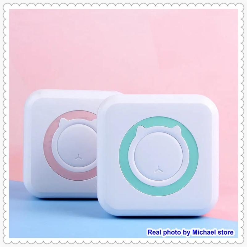 Tragbarer Mini-Thermodrucker, kabellos, BT, 203 dpi, Fotoetikett, Memo, falsche Frage, Drucken mit USB-Kabel, tragbarer Drucker