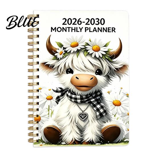Five Year Success Growth Diary 2026‑2030 5‑Year Monthly Planner Cute Highland Cow Cover Calendar Notebook Organized Life Planner for Students 60