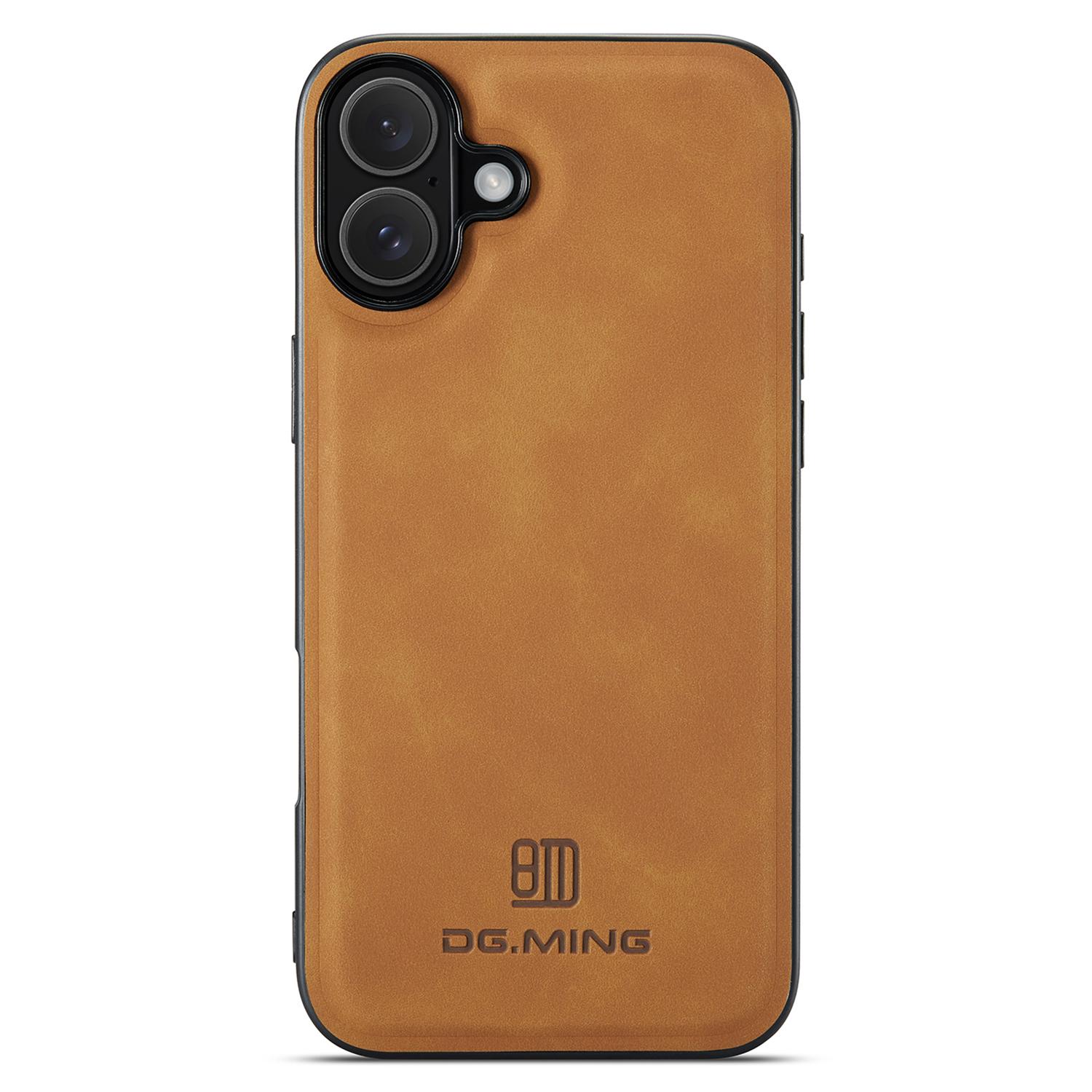 

DG.MING Чехол для iPhone 16 Plus Гибридный чехол для телефона из ПУ кожи+ПК+ТПУ Brown