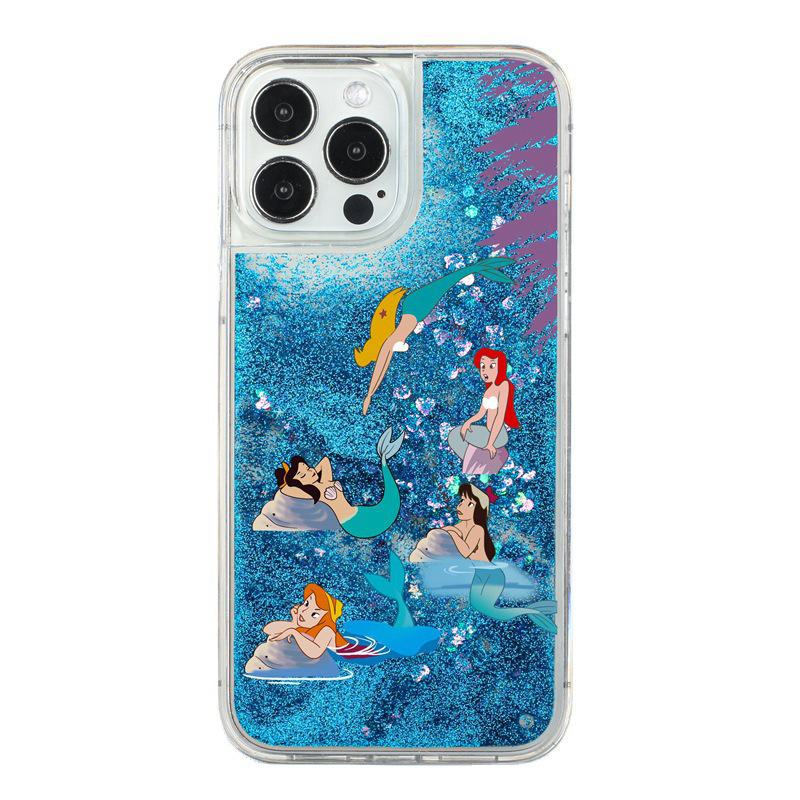 Mermaid Beads Pendant Silicone Case for Samsung S23pro and S22 Mobile Phones - A13 Female Quicksand Design, Tide 21 Anti-Fall Protection