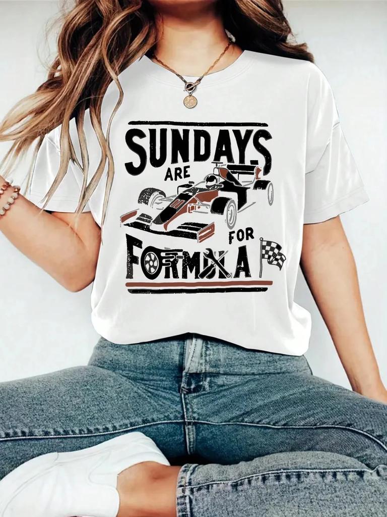 ZX Tee Sunday Are For Formula Racing Enthusiasts Fashion Round Neck Race Car Graphic Short Sleeve T-Shirt Summer My Body My Choice