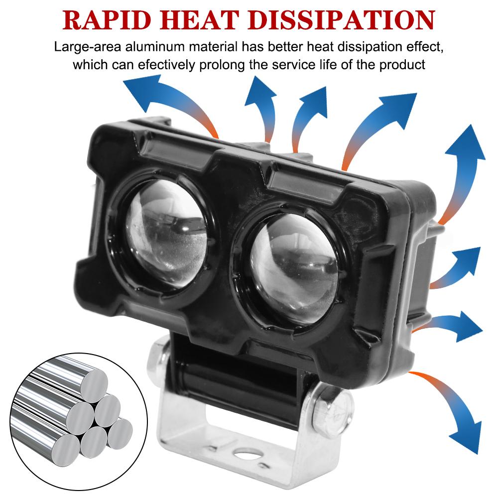 Motorcycle LED Motorcycle Accessories 20W Dual Color White Yellow Light Motorcycles Auxiliary Fog Lamp 1PCS Lens Spotlight Double Lenses Spotlight