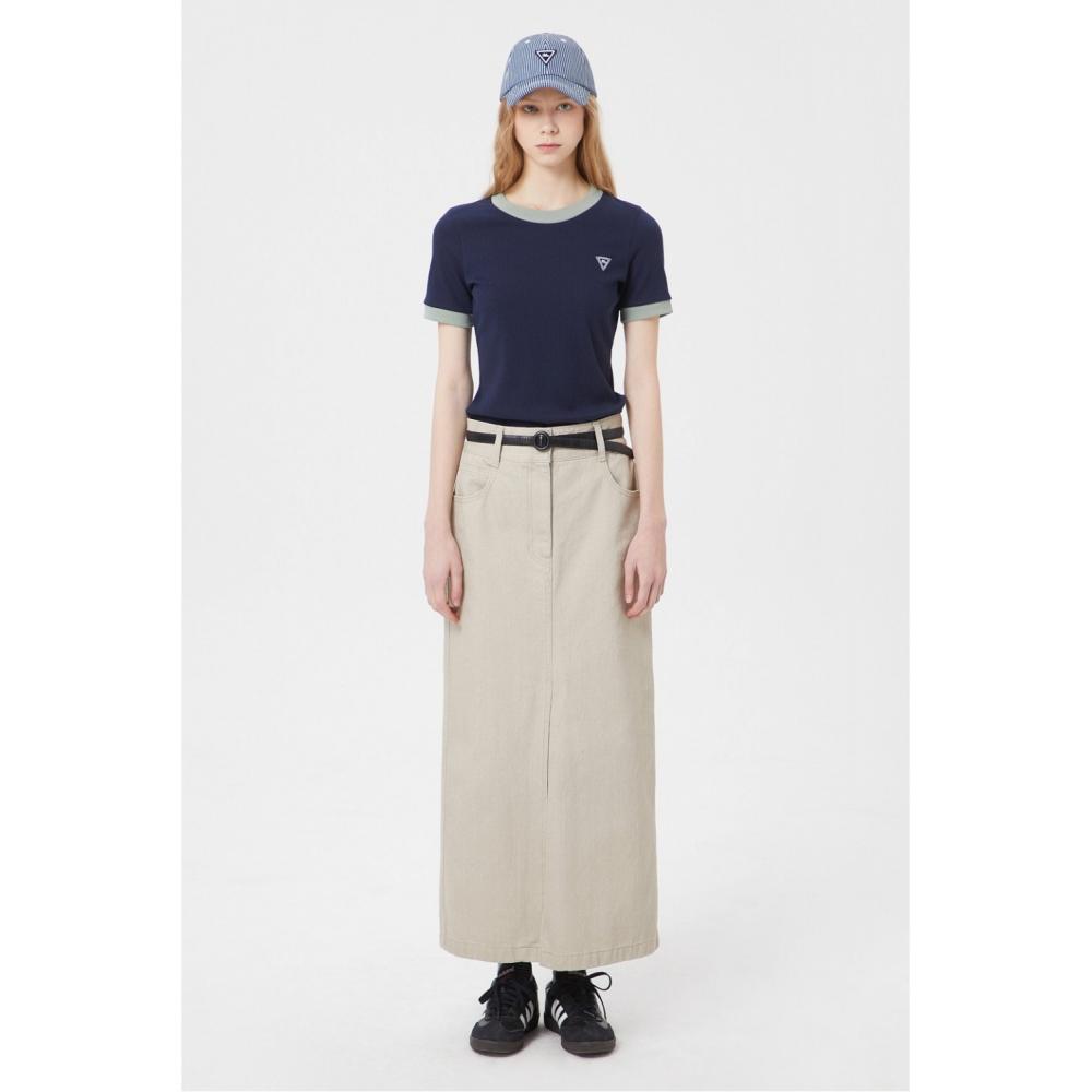 

LUCKYMARCHE ColorLine Ribbed Half Sleeve TshirtQWTAX23421NYX