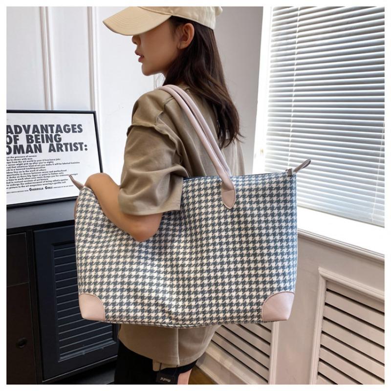 New Travel Bag Tote Bag Fresh Plaid Female College Student Backpack Travel Bag