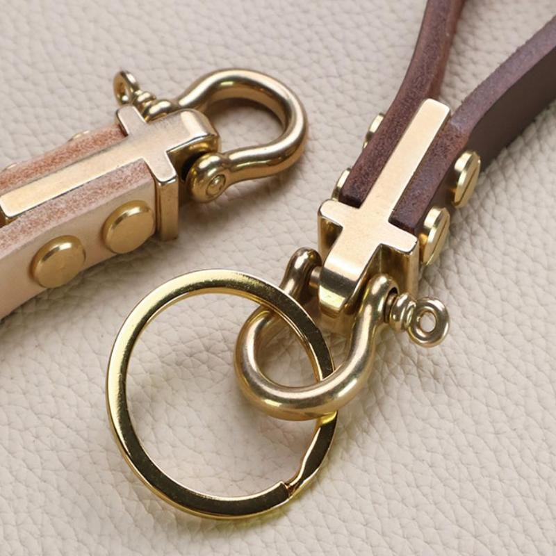 Premium Heavy Duty Brass Keychain Clasp Screw Lock Buckle Rust-Resistant Motorcycle Car Key Organizer for Riders Gifts