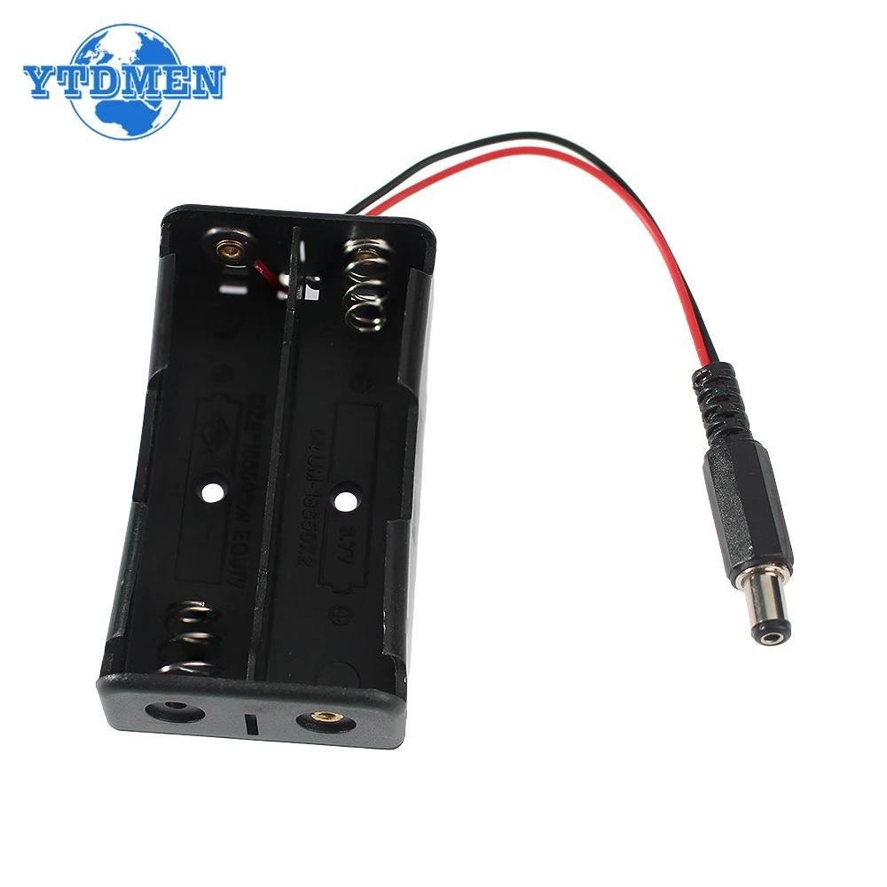 

DC 2X Держатель для батарей 18650 Коробка Чехол для хранения батарей 2 слота с головкой питания DC Последовательное соединение хаки