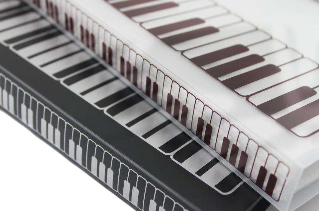 Naissant 2-Color Set Piano Design Sheet Music Case with Writing Space, Black and White, for Opening Up
