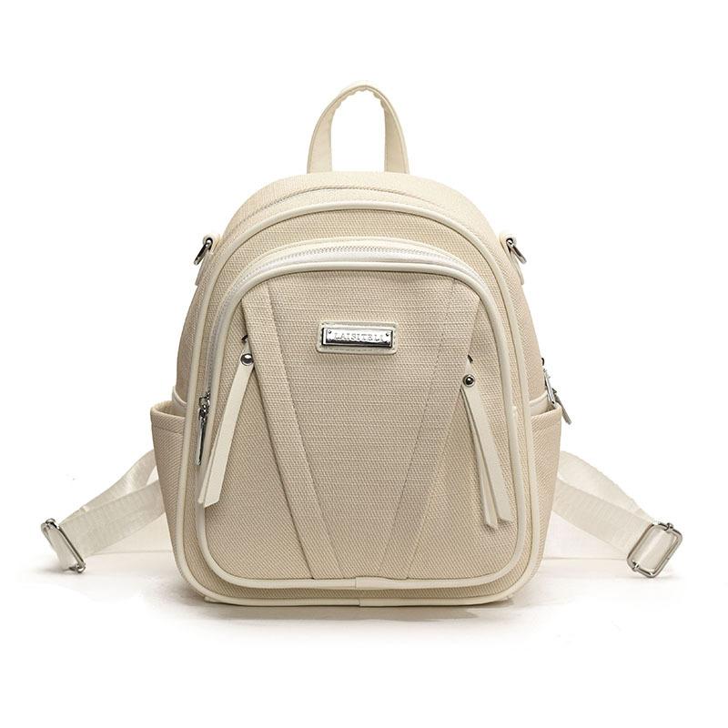 Women's new backpack leather large-capacity double backpack + backpack simple and versatile fashion solid color
