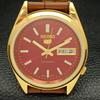 OPPUSSET VINTAGE SEIKO 5 AUTOMATISK 6309A JAPAN HERRE RØD SKIVE KLOKKE a425910-2 RL620a-a425910