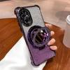Luxury Mirror Holder Bling Glitter Silicone Phone Case for iPhone 16e 16 15 14 Pro Max Redmi Note 13 12 Pro Samsung S25 S24 Plus A05 A06 A14 A15 A16