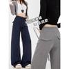 Women's Low Rise Wide Leg Pants Loose Fit Korean Casual Rayon Trousers Solid Color Lightweight Straight Bottoms