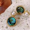 Light luxury retro oil painting style colorful abalone shell stud earrings women's niche fashion simple personalized earrings high-end earrings