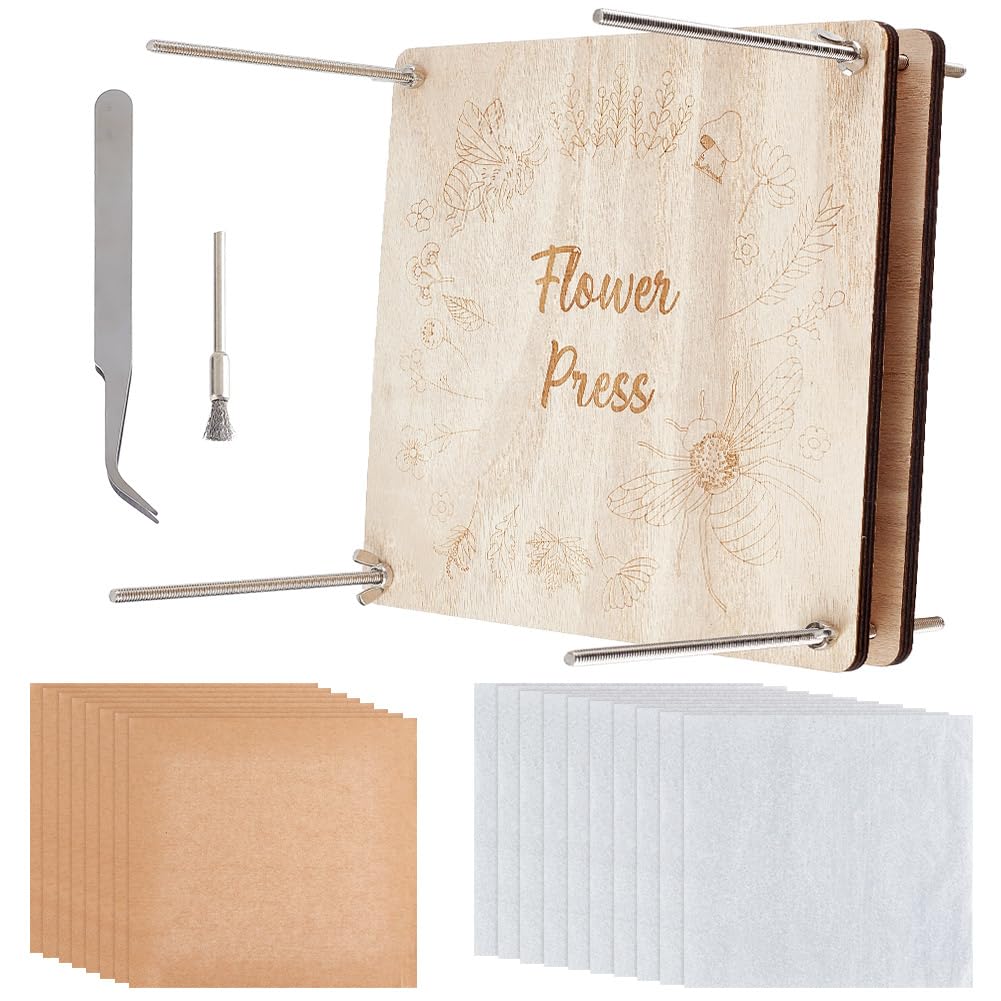 

OLYCRAFT Пресс для цветов Прессованные Сушеные Растения Винт DIY Растение DIY Искусство Легкий в Руке Набор Ручной Работы, Цветы, Цветы, 27.5x27.5см, Пчела, Образец, Закладка,