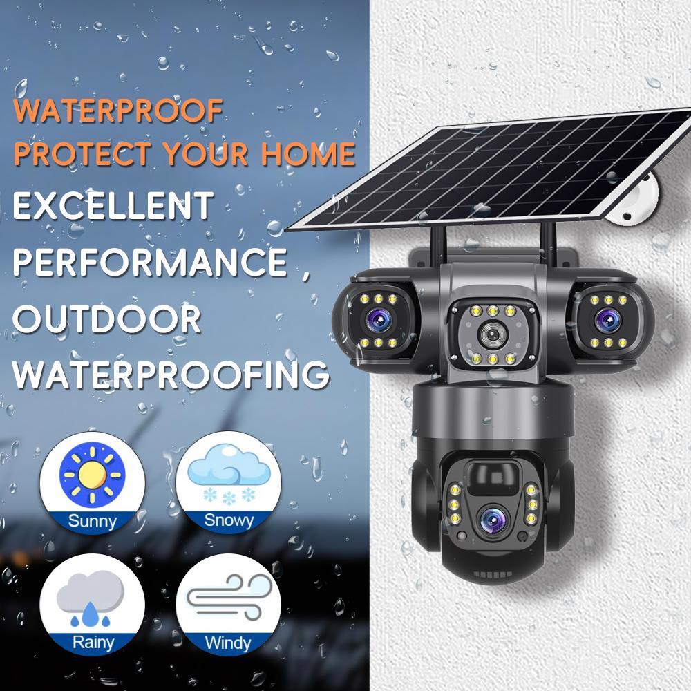 4G/WIFI Solar Camera 3 Lens 3 Screens Outdoor CCTV Waterproof Night Vision Two-Way Intercom Mobile Tracking IP Camera