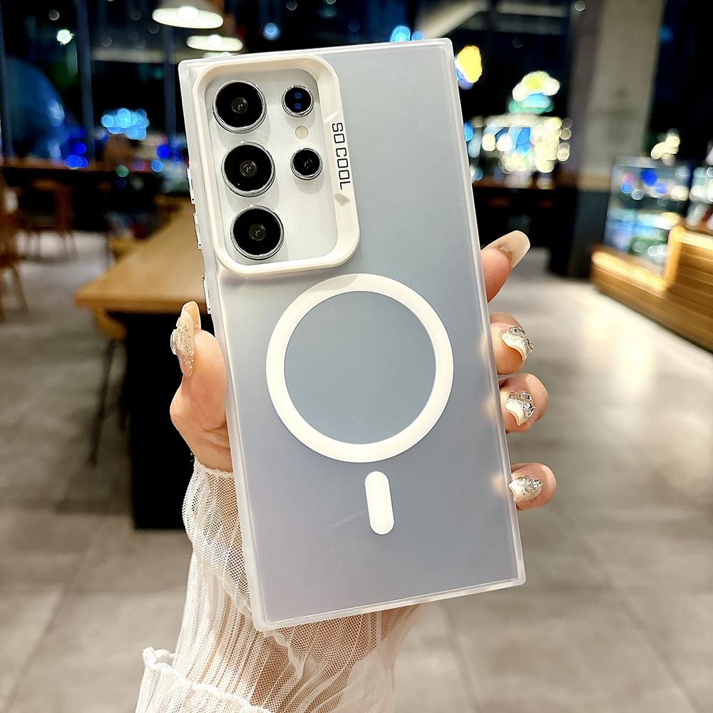 Matte Colorful Sliver Magnetic Phone Case for iPhone 11 12 13 14 15 16 Samsung S20FE S21 S22 S23 S24 S25 TPU Soft Silicone Shockproof Hard Back Cover