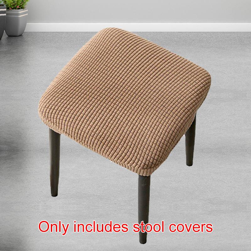 1Pc Stool Cover Dustproof Polyester Elastic Stool Chair Covers Removable Square Seat Cover Solid Color Chair Covers