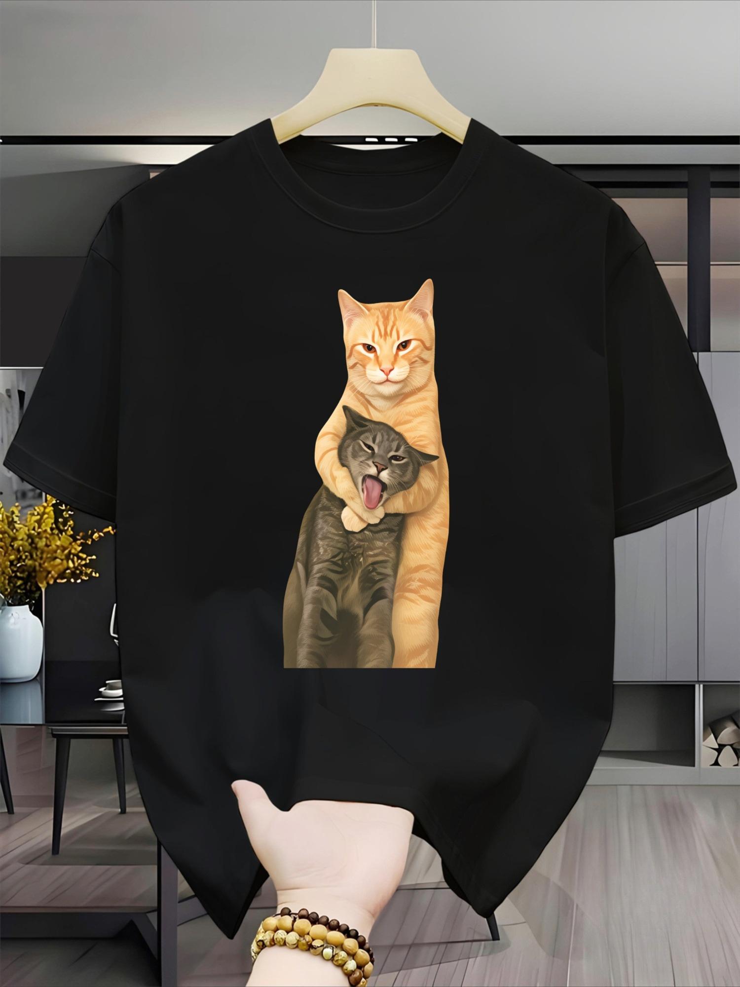 

Летние одинаковые хлопковые футболки с круглым вырезом и короткими рукавами для мужчин и женщин, специально разработанные для любителей кошек XL