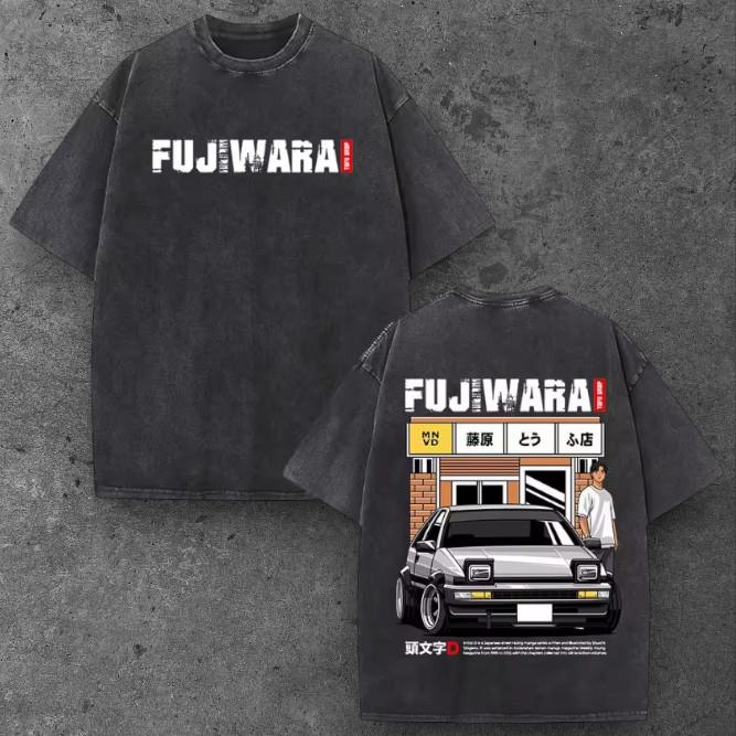 Mens Tofu Shop Drift Car Anime Graphic T Shirt Black Y2K Streetwear S-2XL S разноцветный
