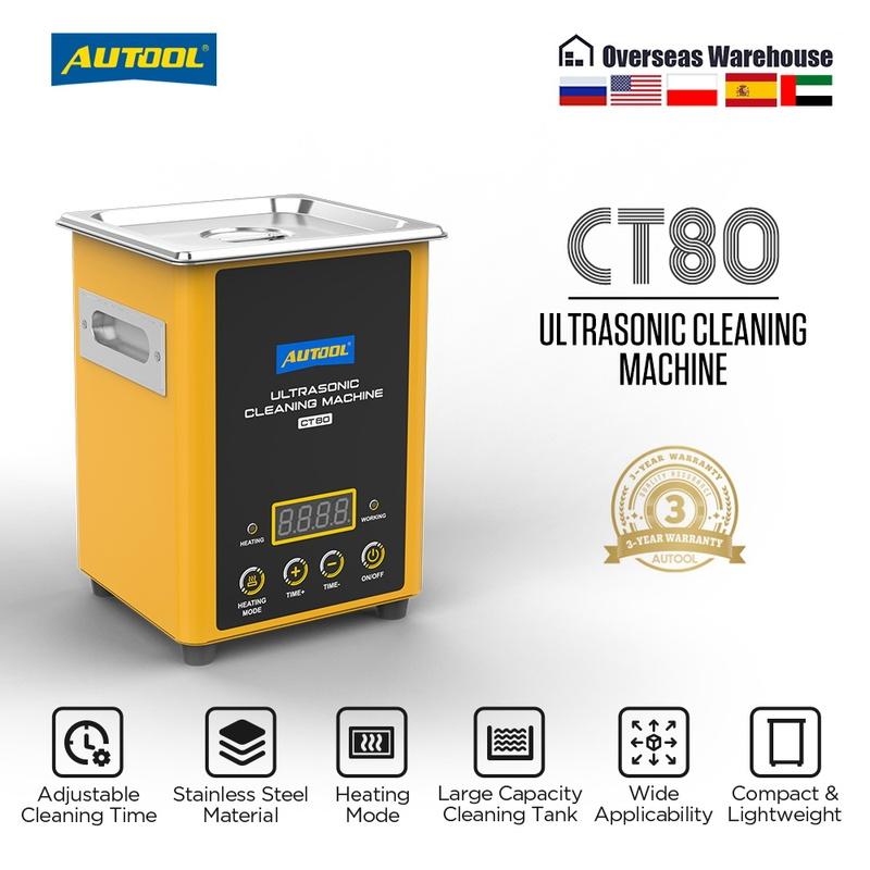 AUTOOL CT80 car ultrasonic fuel injector cleaning machine 8-hole car flushing nozzle fuel injector cleaning tank 220V/110V