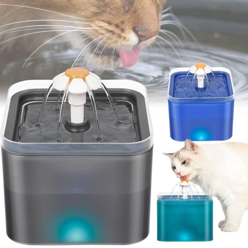 Cat Water 2l Fountain Pet Dog Led Drinking Bowl Automatic Dispenser Shape Cube