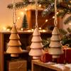 Set of 3 Christmas Tree Hanging Decoration, Natural Wood Pendant with Hanging Rope for Entryways, Rooms, Parties, and Seasonal Display