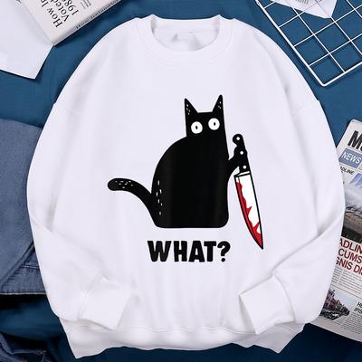 Co Czarny Nóż Kot Bluza Damska Unisex Nowa Odzież Uliczna Harajuku Bluza Crewneck Casualowa Moda Bluza Luźny Polar Ciepła Odzież Sportowa