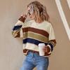 Women's Autumn And Winter Round Neck Sweater Loose Classic Striped Long Sleeve Top