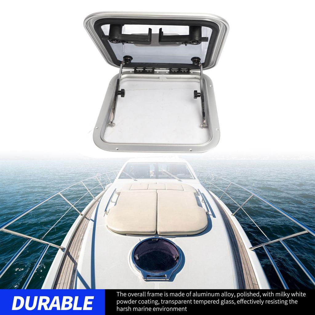 Boat Ventilation Hatch Window Heavy Duty 360x360mm Grey Tempered Glass  Push Out Deck Porthole Anti Oxidation for Yacht