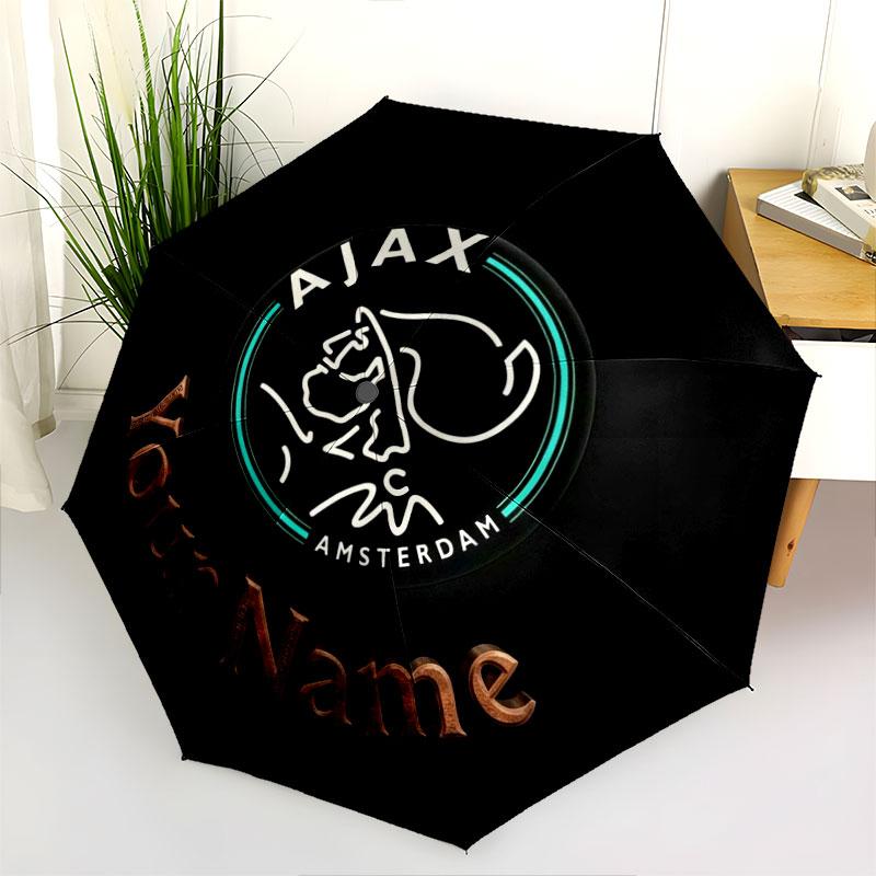 1 PC Automatic Folding Umbrella - AFC Ajax Custom Name Pattern, Portable & Foldable Design with 8 Ribs, Christmas Birthday Gifts