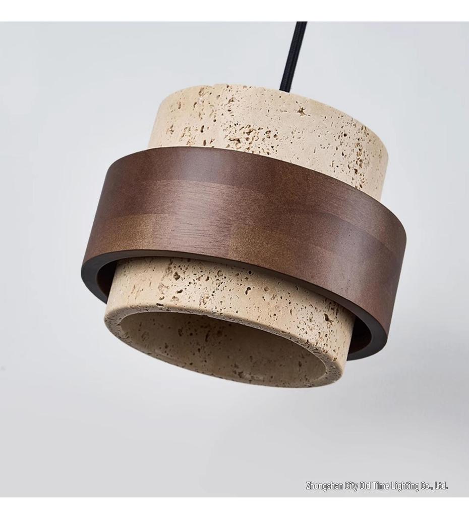 Vintage Yellow Travertine Wabi-Sabi Style Bedside Pendant Light for Bedroom, Bar, or Study