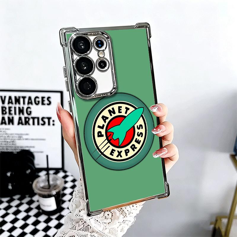 

Futurama Planet Express Plating Phone Case For Samsung Galaxy S24 S25 FE S26 Edge S23 Ultra S22 S21 Plus S20 Anti-Fall Airabag C Samsung S25 Edge