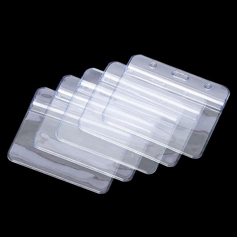 JINGRUIXIANG PVC Transparent Horizontal ID Badge Holders (20 Pack)