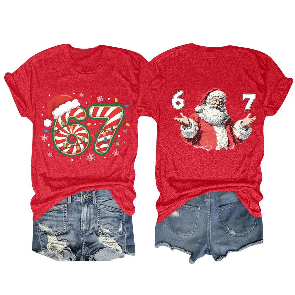 Camiseta de manga corta con cuello redondo y estampado de moda para mujer