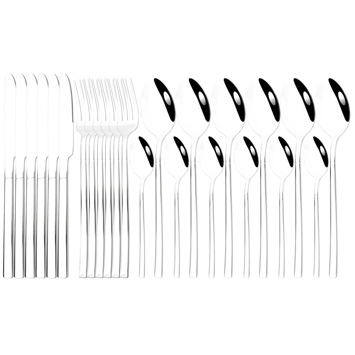 

Набор столовых приборов из нержавеющей стали, 24 шт., ножи, вилка, ложка, ужин, посуда, вечерние кухонные столовые приборы, набор столового серебра серебряный