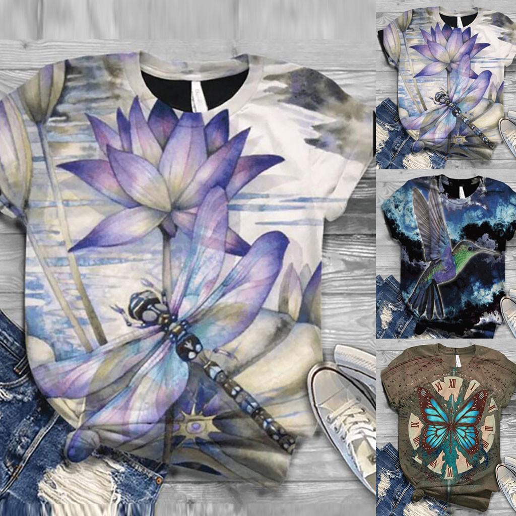 

Женские топы больших размеров с коротким рукавом и 3D-принтом, футболка, блузка