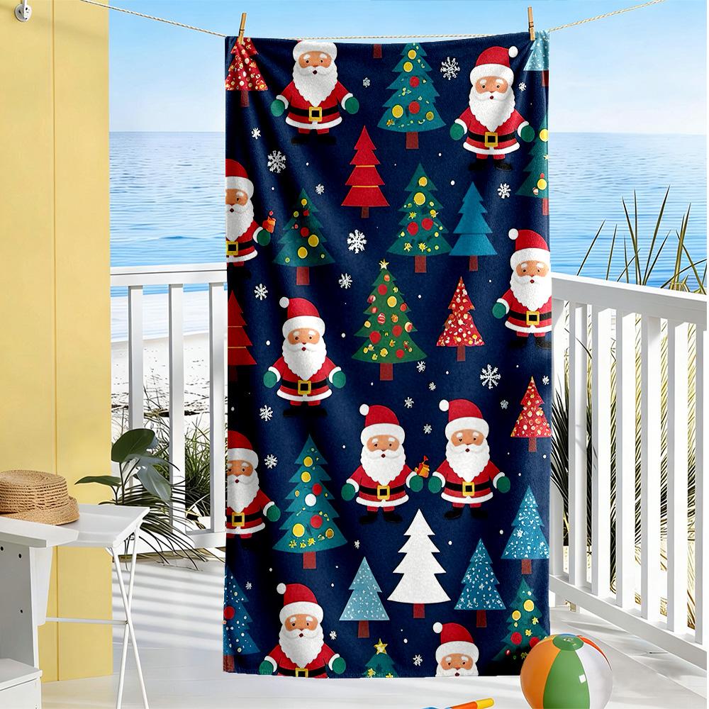Christmas Beach Towel Quick-Dry Soft Microfiber Comfortable Lightweight Suitable for Swimming, Gym, Camping, Yoga Vacation