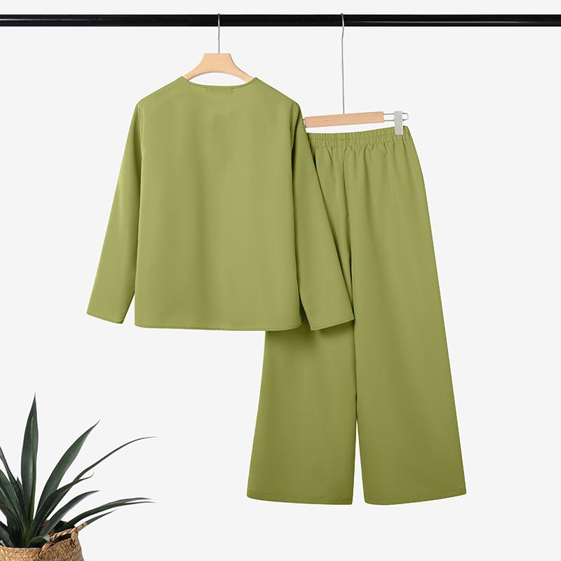 ZANZEA Women Long Sleeve Blouse and Pants Casual Two Piece Suit Sets