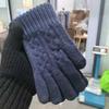 Knitted Wool Gloves Camel Wool Piled Thickened Thermal Gloves Outdoor Versatile Cold-proof Gloves