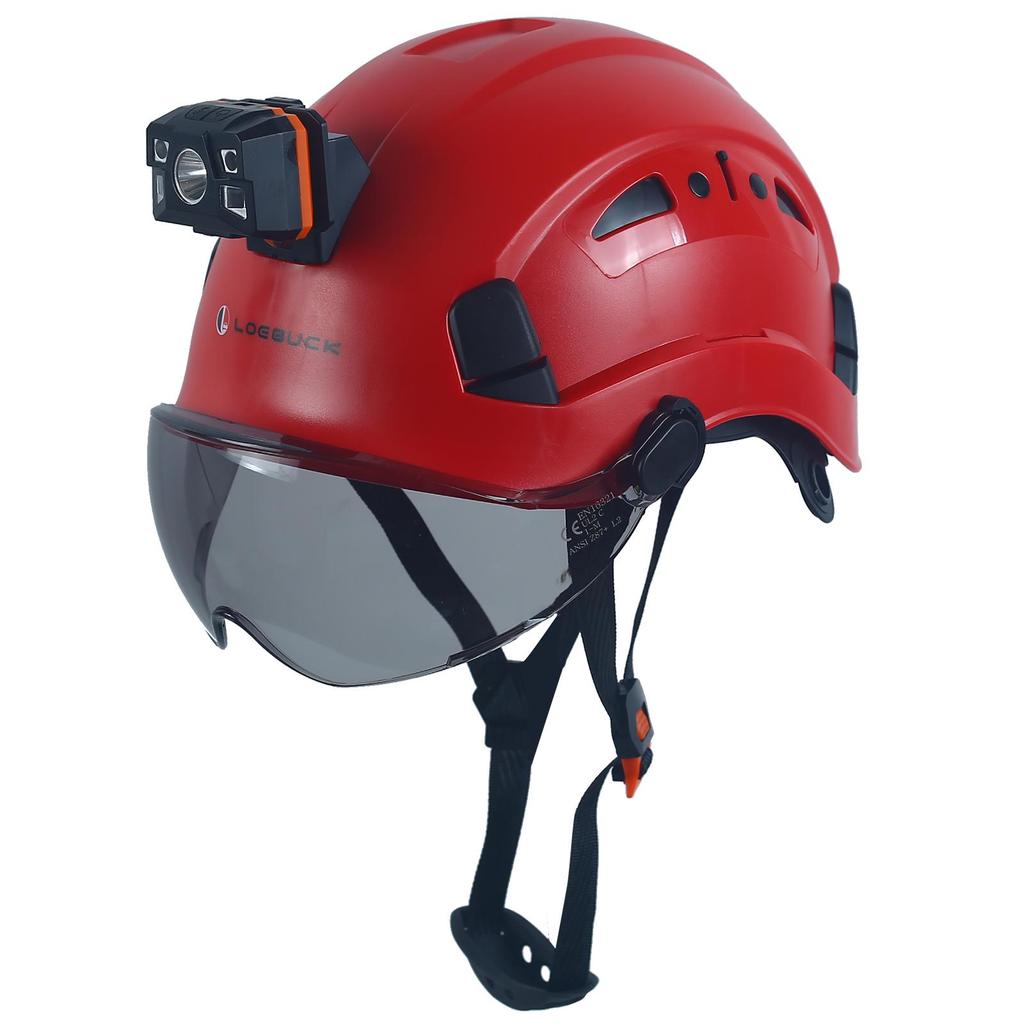 LOEBUCK Safety Helmet with Goggles & LED Headlight, Industrial Hard Hat for Construction Work 53-64cm