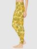 Atsugi Clear Beauty Active Yoga Paint Flower Pattern Stretch Fit Mustard (YOGA) Leggings, 49275PS, Women's,