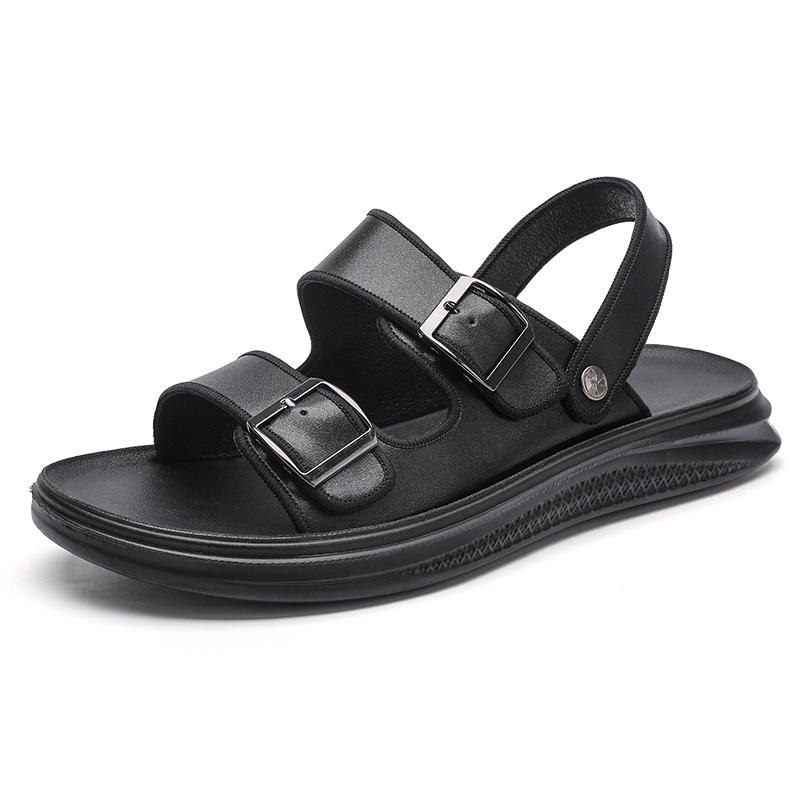 

Брендовые классические мужские сандалии, летние сандалии из натуральной кожи, мужские повседневные легкие сандалии, модные мужские кроссовки, размер 38-44 44 чёрный